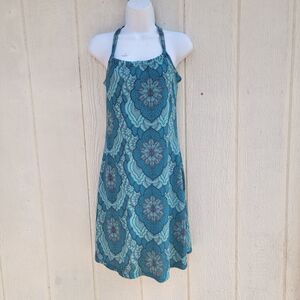 Prana Quinn Athleisure Dress Sz XS Teal/grn floral  Shelf Bra Outdoors